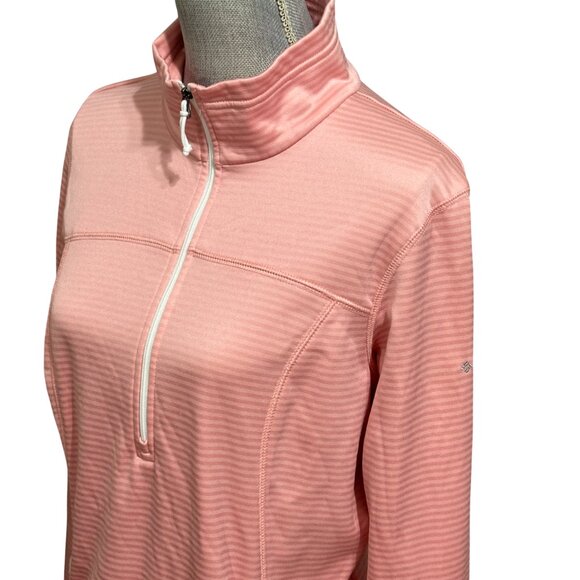 Columbia Sweater - Size Large - Pink Striped - 1/2 Zip - Long Sleeve - Picture 2 of 11